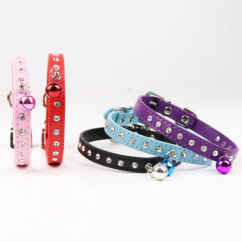 Collar Dog Pet Supplies Leather Pet Collar Adjustable Leather Dog Cat Bell Pet Collar