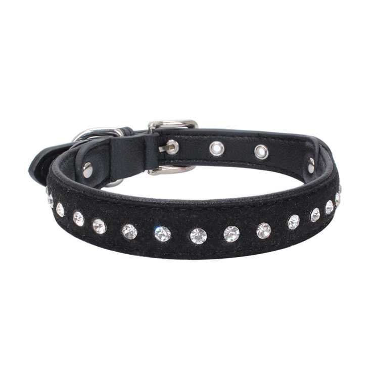 Comfortable Soft Single Row Rhinestone PU Leather Pet Collars Dog Chains