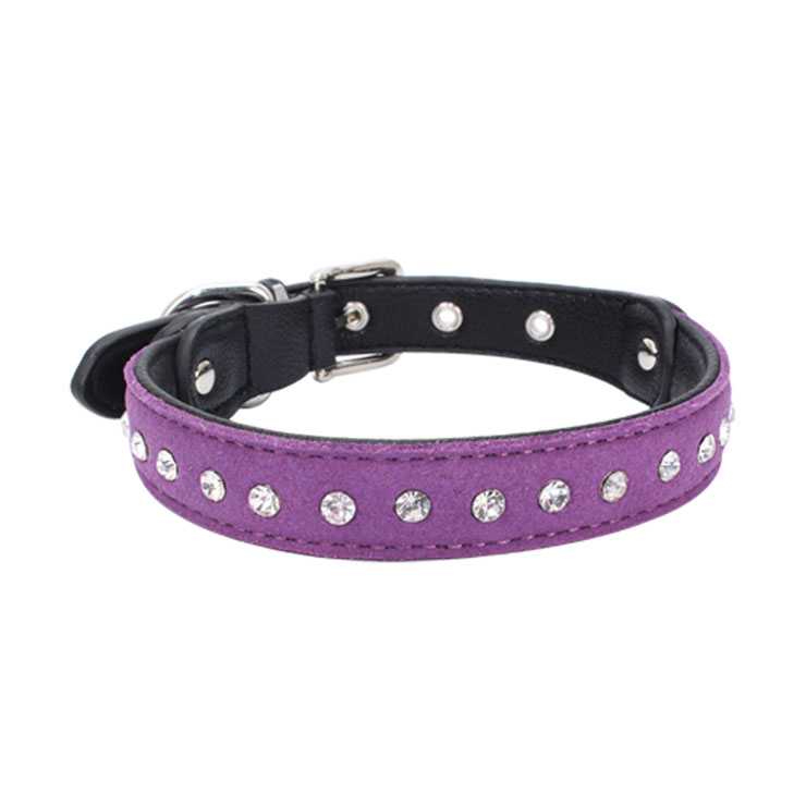 Comfortable Soft Single Row Rhinestone PU Leather Pet Collars Dog Chains