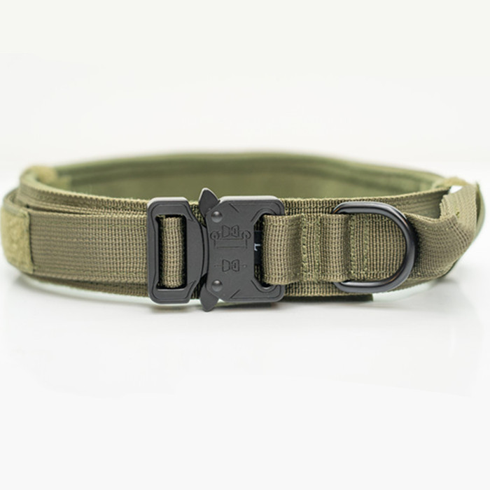 Control Handle Adjustable Medium Large Pet Collars Metal Buckle Nylon Army Military Tactical Dog Training Collar