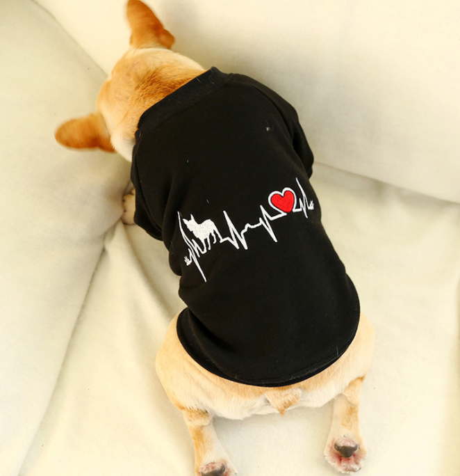 Cool Electrocardiogram Pattern Printed Round Collar Dog T Shirts Pet Clothes