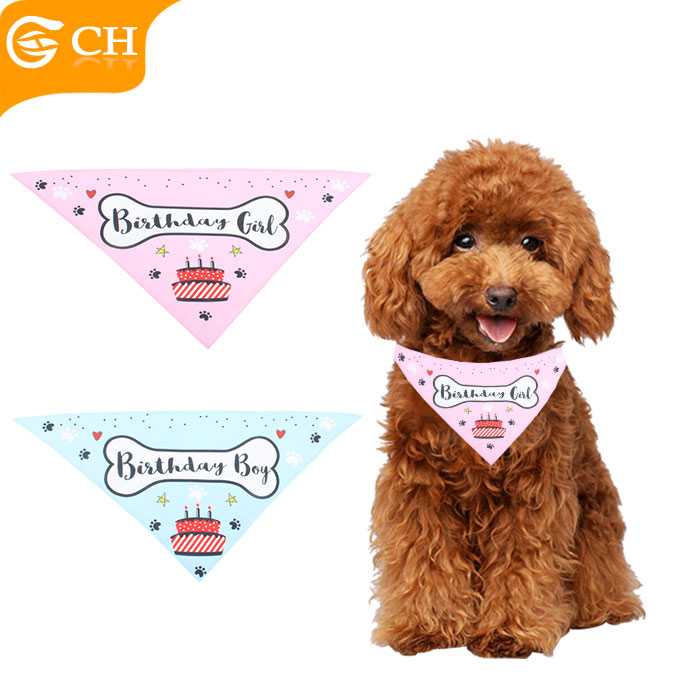 Custom Birthday Triangular Bandage Dog Bow Tie Cute Cotton Pet Dogs Bandana