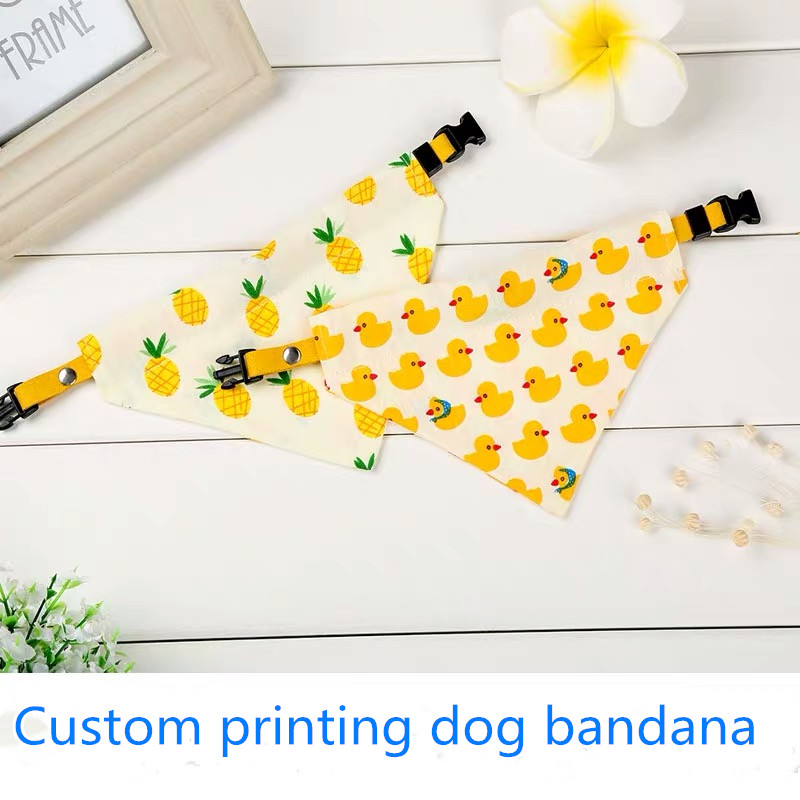 Custom Cotton Floral Pet Dog Scarf Bandana Clothes With Collar Cotton Printed Rian Gular Bandana Pet Dogs