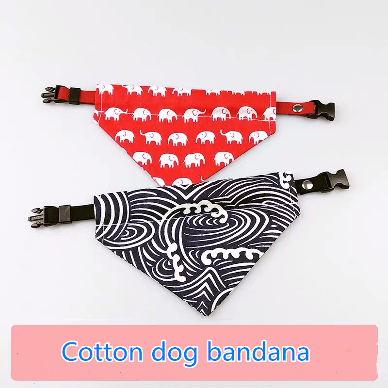 Custom Cotton Floral Pet Dog Scarf Bandana Clothes With Collar Cotton Printed Rian Gular Bandana Pet Dogs