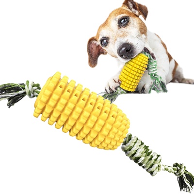Custom Dog Ropes Toy Multifunction Pet Molar Bite Toy SelfPlaying Rubber Corn Bite Molar Corn Chew Toy