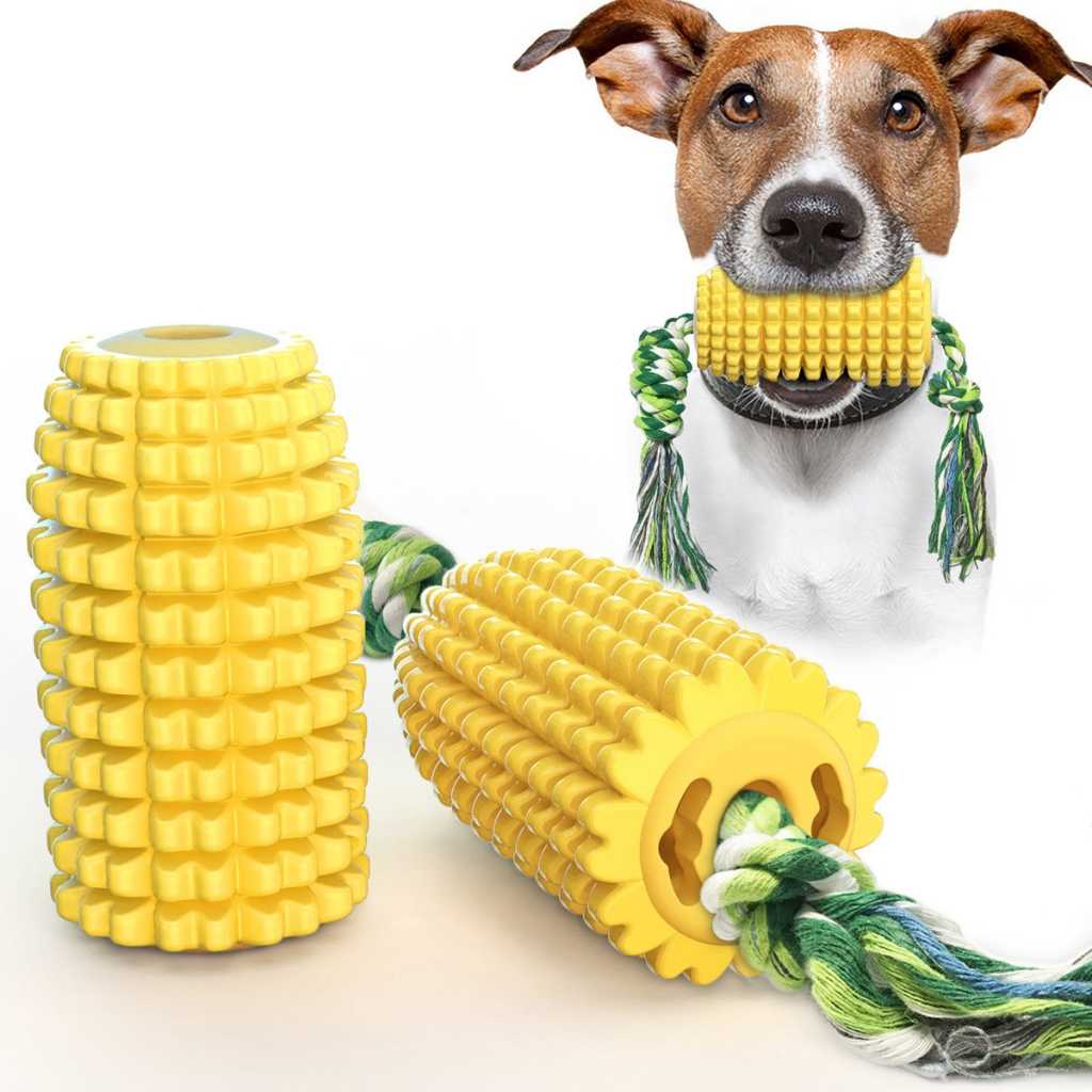 Custom Dog Ropes Toy Multifunction Pet Molar Bite Toy SelfPlaying Rubber Corn Bite Molar Corn Chew Toy