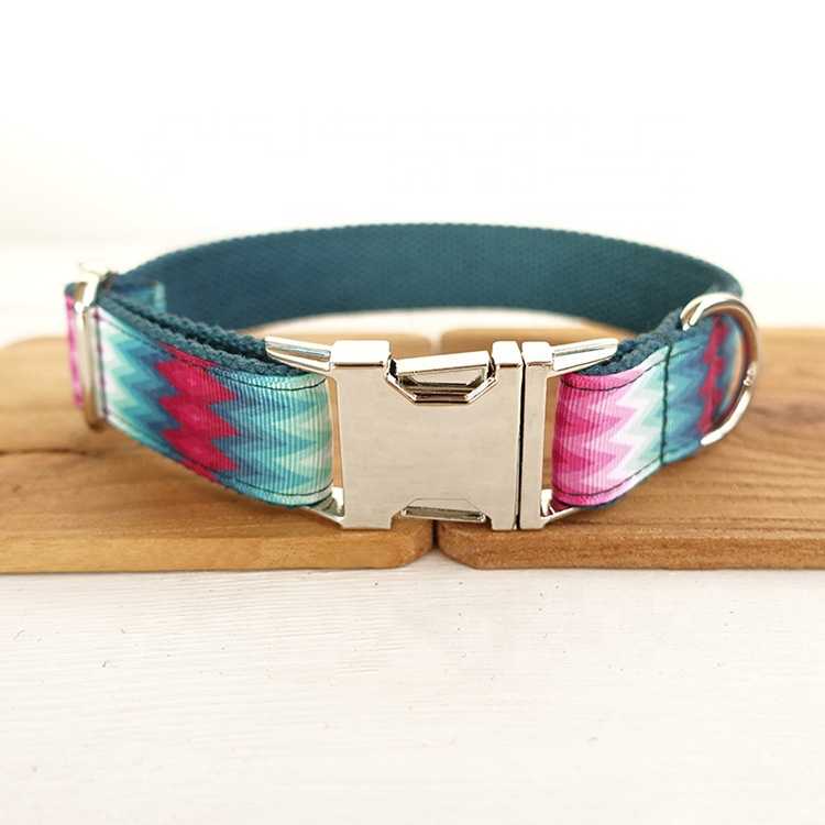 Custom Logo Bite Resistant Pet Collar Dog Collar With Metal Buckle