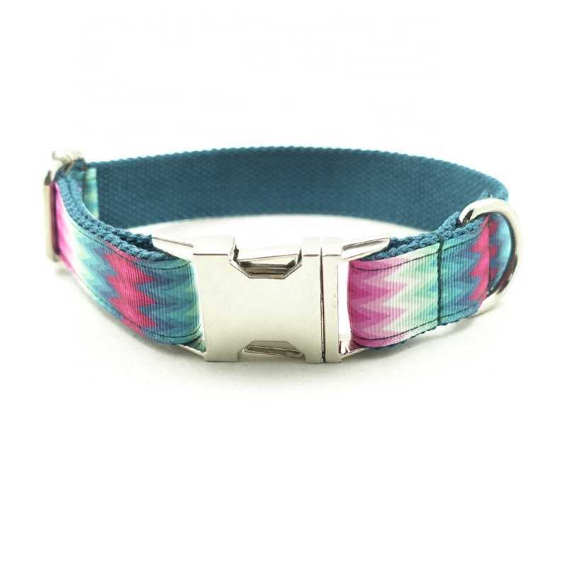 Custom Logo Bite Resistant Pet Collar Dog Collar With Metal Buckle