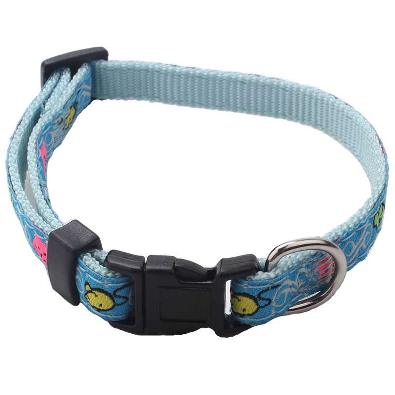 Custom Nylon Adjustable Dog Collars With Quick Release Snap Buckle Pet Supplies