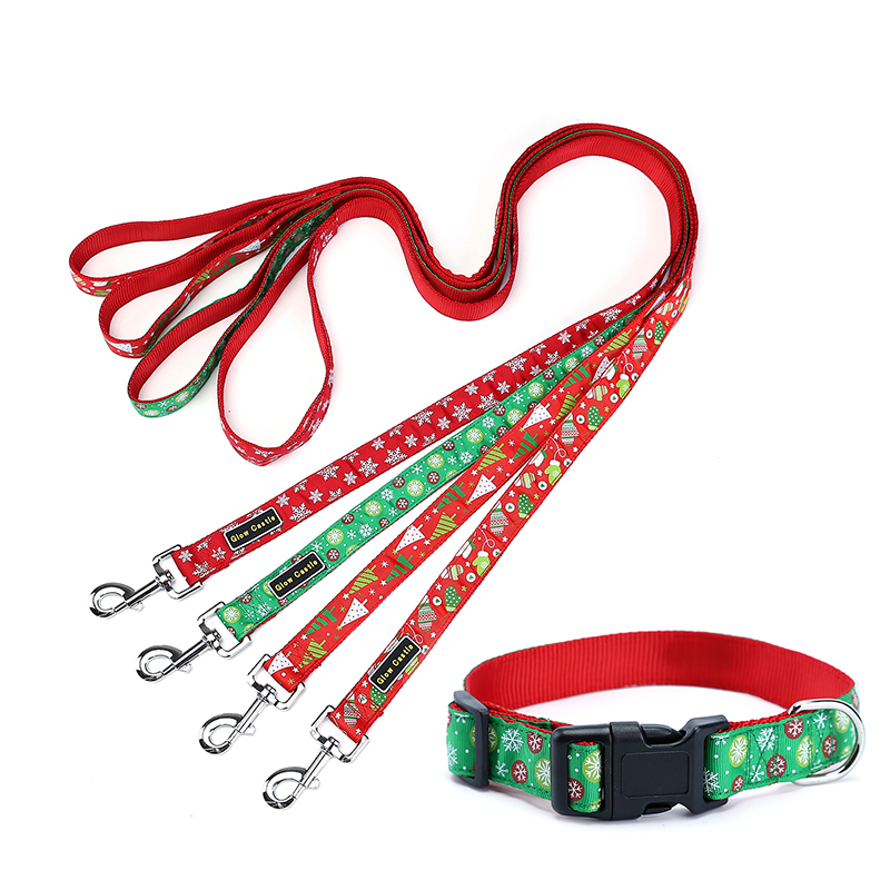 Custom Nylon Webbing Pet Suppliers ODM Low Moq Pet Dog Collars Leashes Set Pattern Dog Collar Leash Set