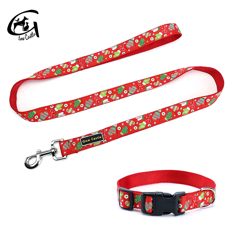 Custom Nylon Webbing Pet Suppliers ODM Low Moq Pet Dog Collars Leashes Set Pattern Dog Collar Leash Set