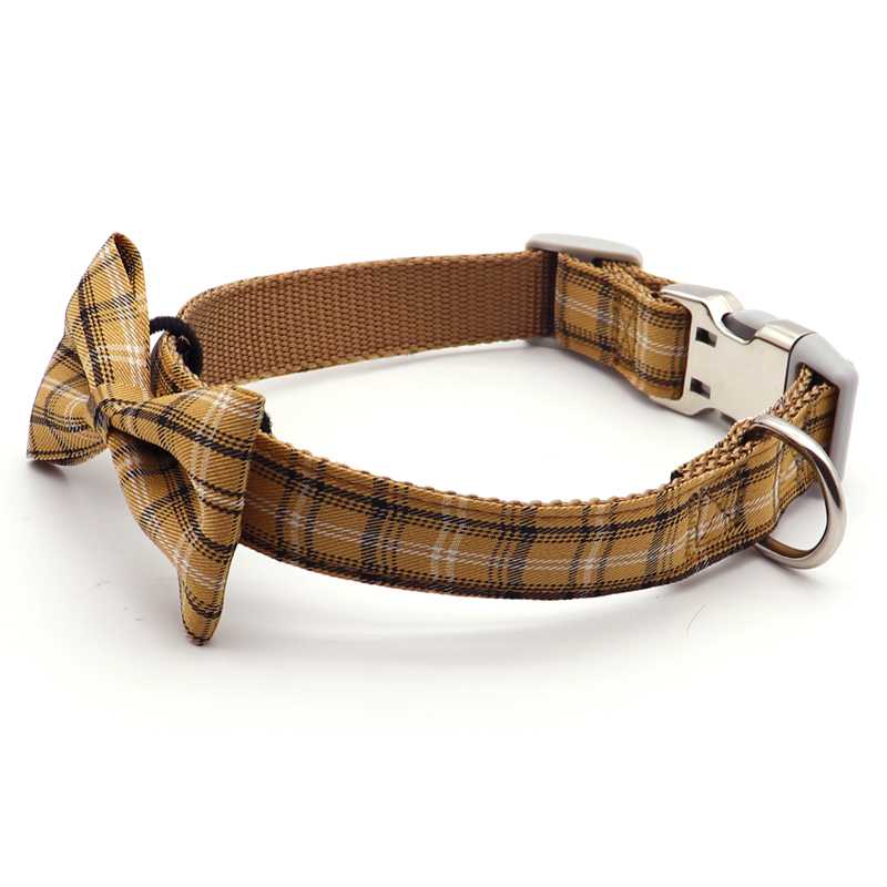 Custom Pet Adjustable Bow Tie Plaid Comfortable Personalize Cute Big Dog Collar