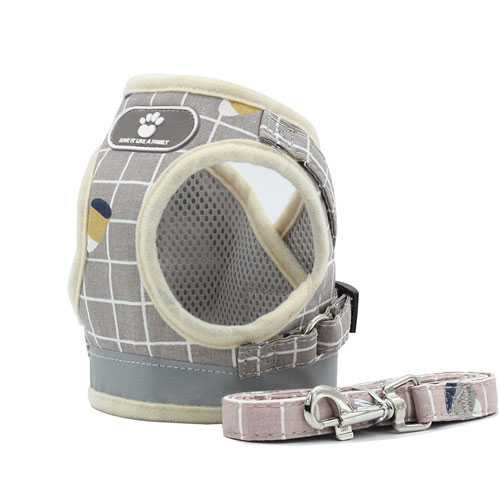 Custom Plaid Small Dog Cat Reflective Harnesses Summer Mesh Pet Harness Set