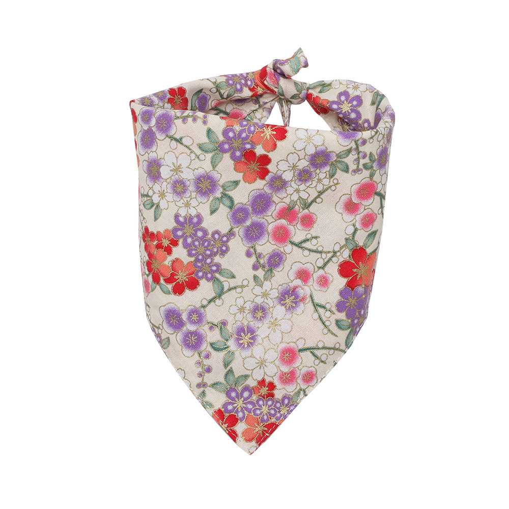 Custom Print Logo Pet Puppy Bandana Neck Scarf Collar Japanese Flowers Dog Bandana