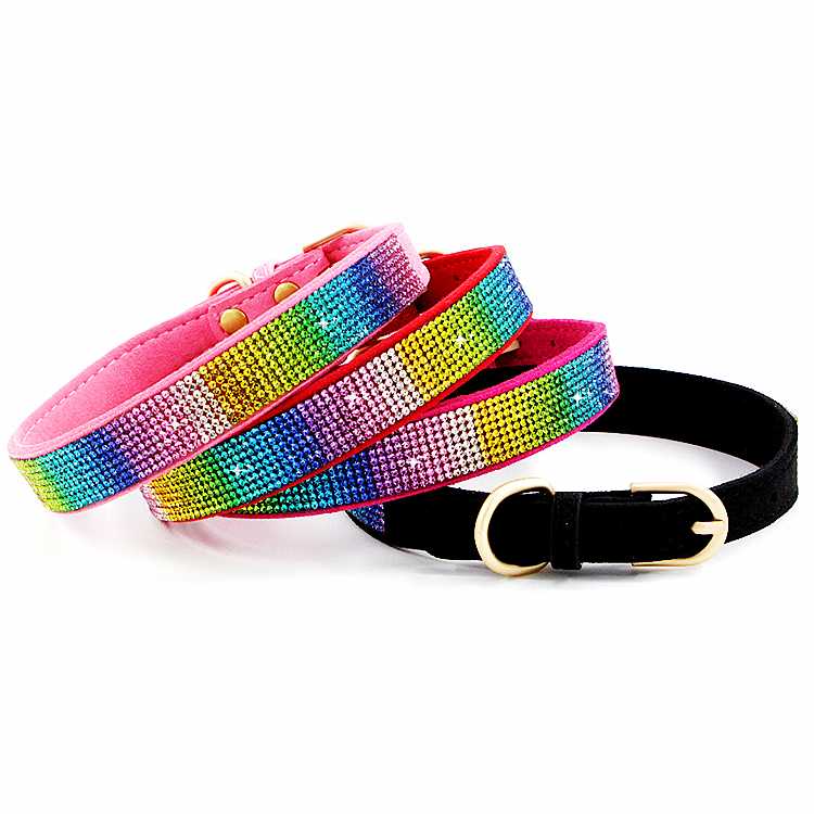 Custom Suede Dog Pet Collar With Rhinestone From Pet Products Manufacturer