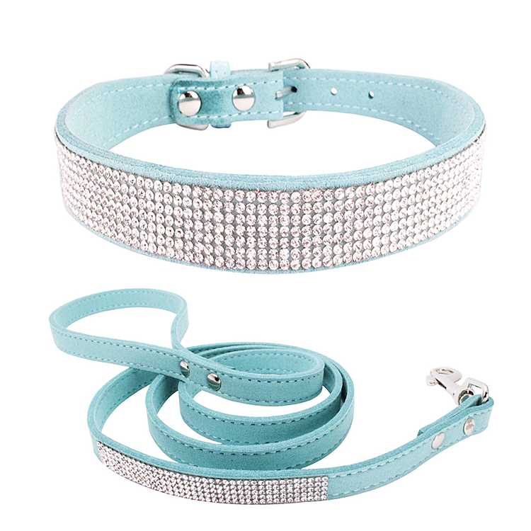 Custom Suede Dog Pet Collar With Rhinestone From Pet Products Manufacturer