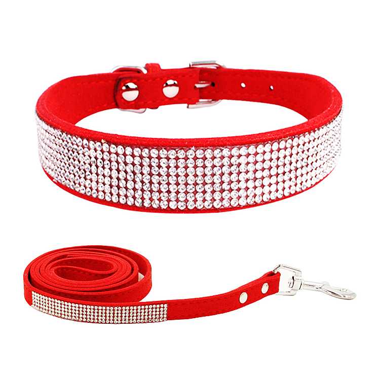 Custom Suede Dog Pet Collar With Rhinestone From Pet Products Manufacturer