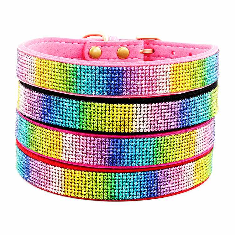 Custom Suede Dog Pet Collar With Rhinestone From Pet Products Manufacturer