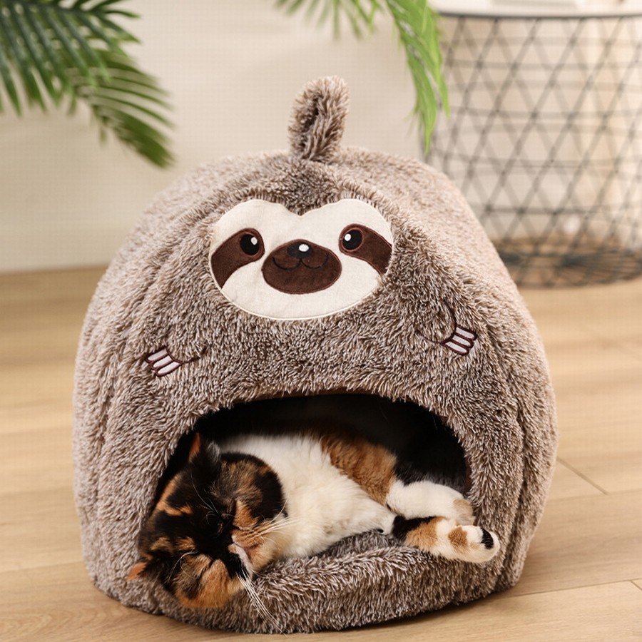 Cute Cat Bed Yurt Shape Plush Pet Beds Accessories Cat Sleeping