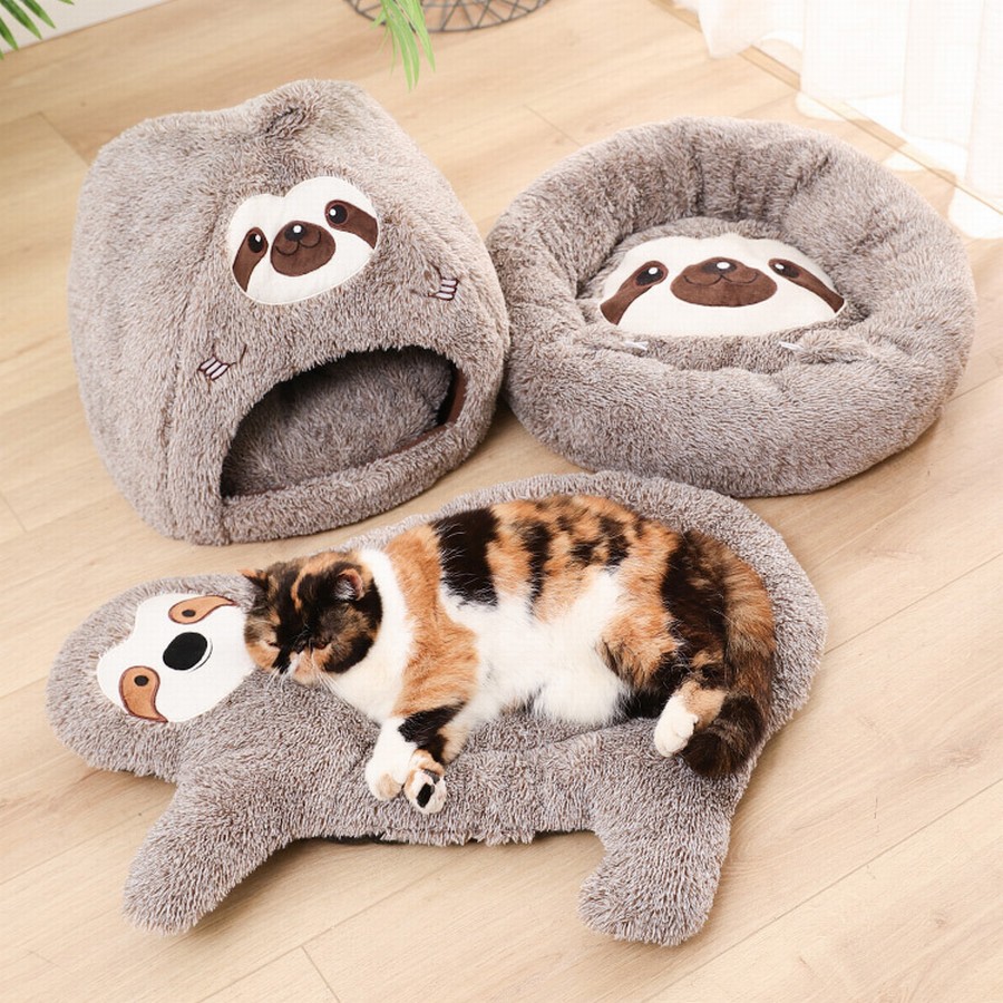 Cute Cat Bed Yurt Shape Plush Pet Beds Accessories Cat Sleeping