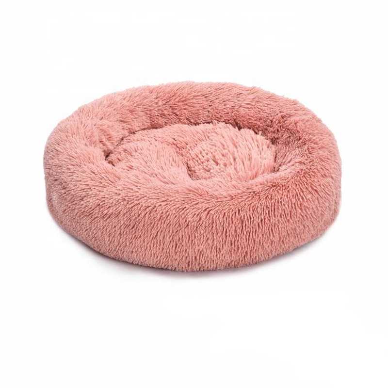 Cute Comfortable Multiple Colors Soft Donut Long PV Plush Round Pet Bed