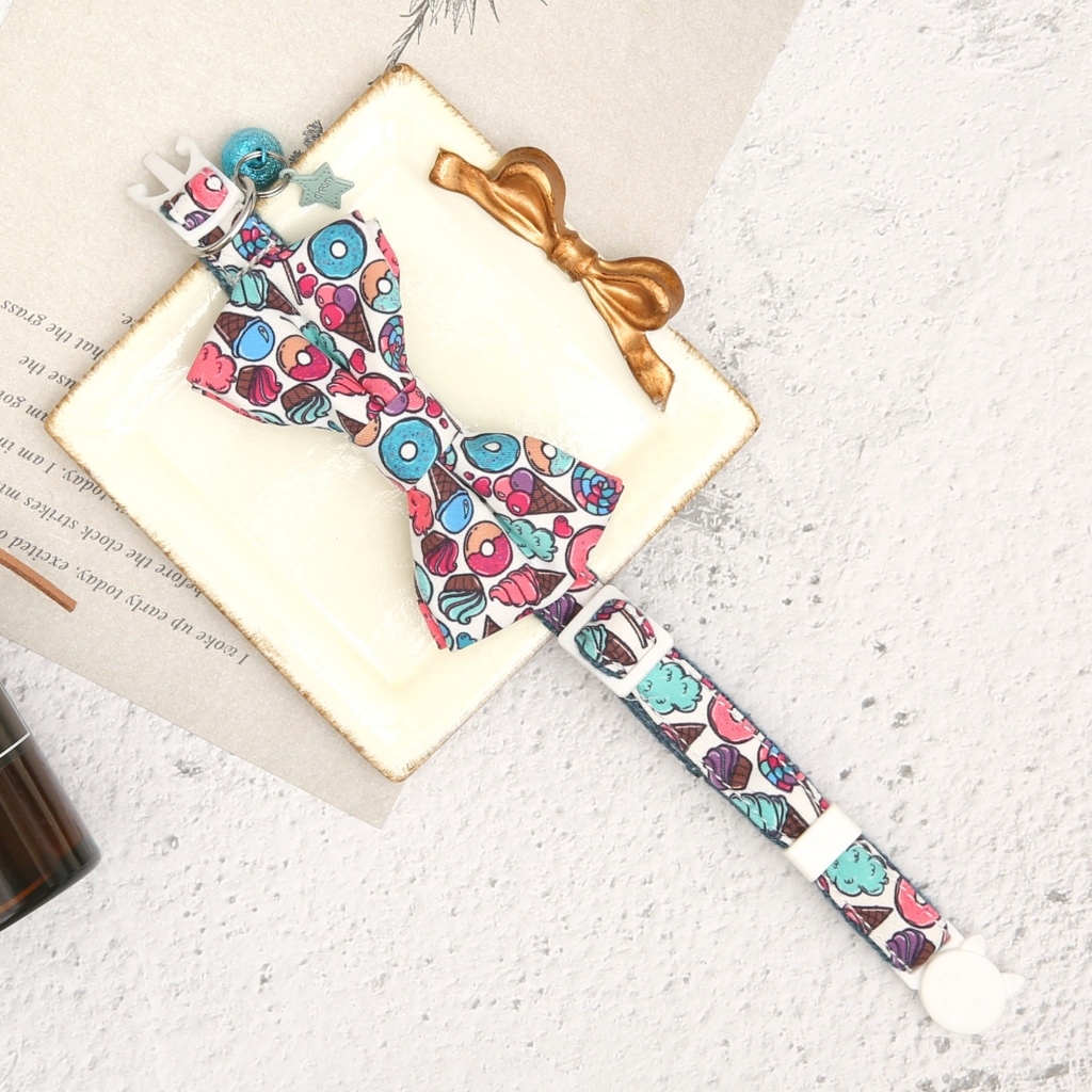 Cute Floral Necklace Bowknot Flower Bowtie Cotton Safety Breakaway Buckle Bell Dog Harness Pet Leash Cat Collar