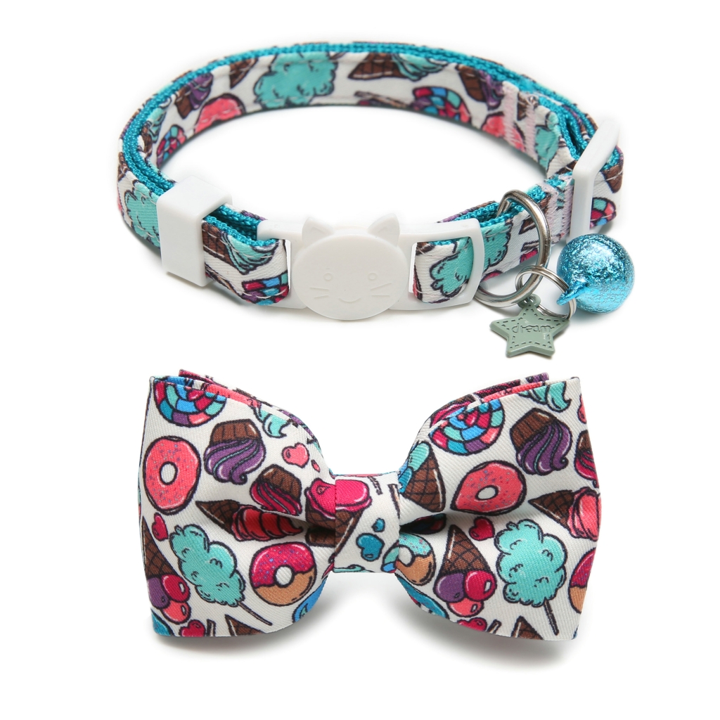 Cute Floral Necklace Bowknot Flower Bowtie Cotton Safety Breakaway Buckle Bell Dog Harness Pet Leash Cat Collar
