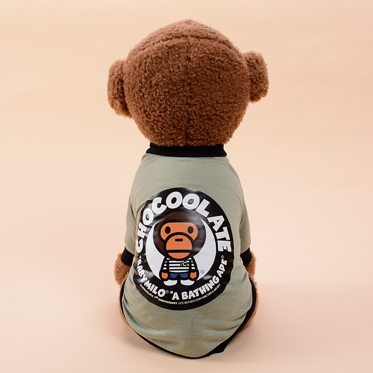 Cute Leisure Shirt Handsome Durable Comfortable Breathable Cotton Wearing Bipedal Apparel Pet Dog Cat Clothes