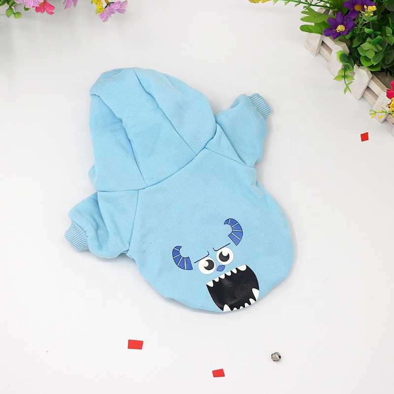 Cute Pet Clothes Cartoon Blue Hairy Monster Hoodie Custom Pet Clothes Small Pets