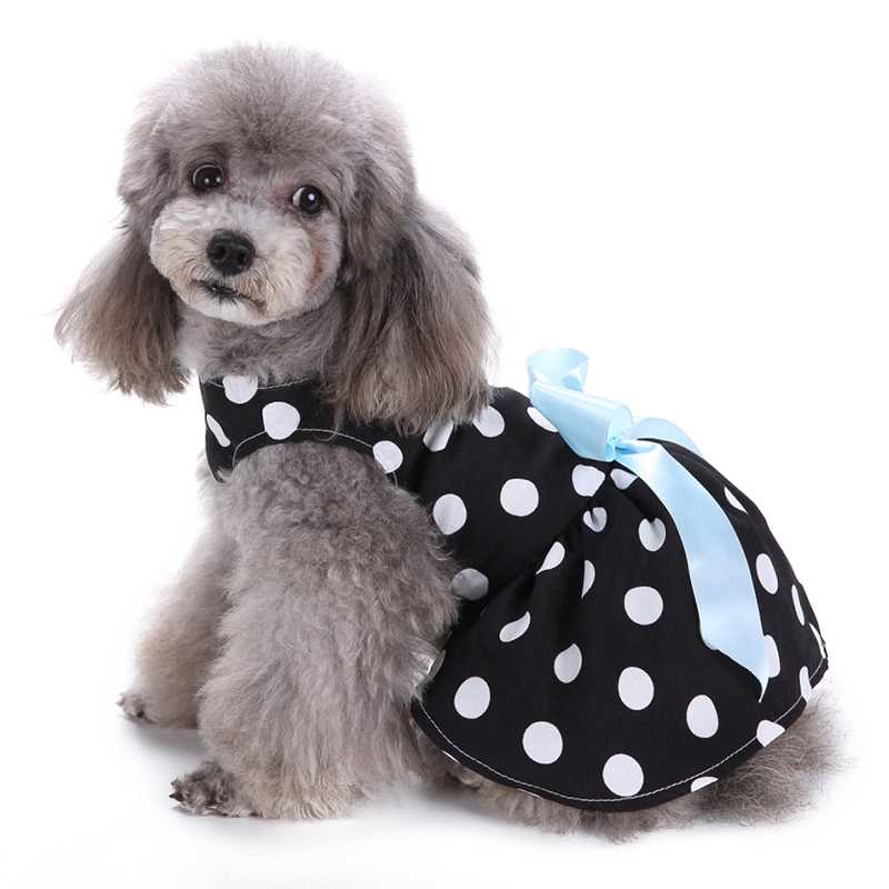 Cute Polka Dot Ribbon Cozy Summer Dog Shirt Sundress Pet Dog Dress