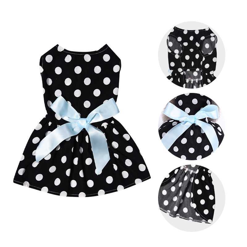 Cute Polka Dot Ribbon Cozy Summer Dog Shirt Sundress Pet Dog Dress