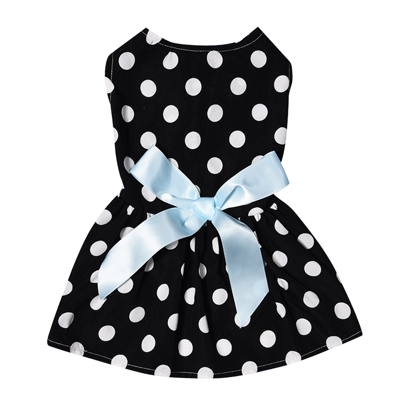 Cute Polka Dot Ribbon Cozy Summer Dog Shirt Sundress Pet Dog Dress