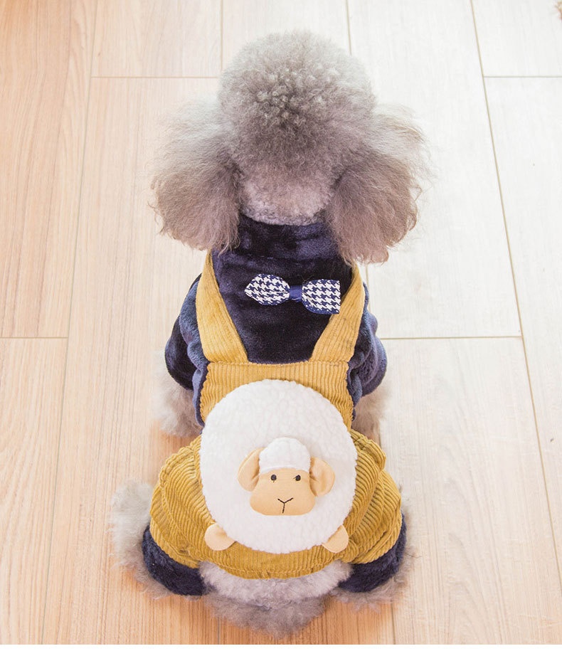 Cute Sheep Pattern Dog Outfits Corduroy Fabric Pet Clothes