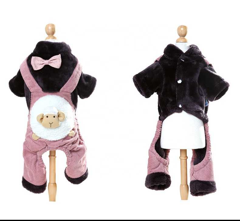 Cute Sheep Pattern Dog Outfits Corduroy Fabric Pet Clothes