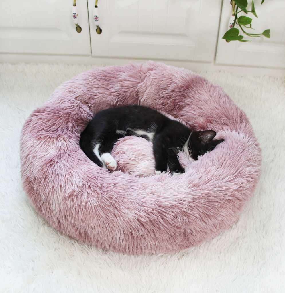 Deep Sleep Sweet Night Fluffy Donut Dog Cat Cushion Warm Plush Small Pet Bed