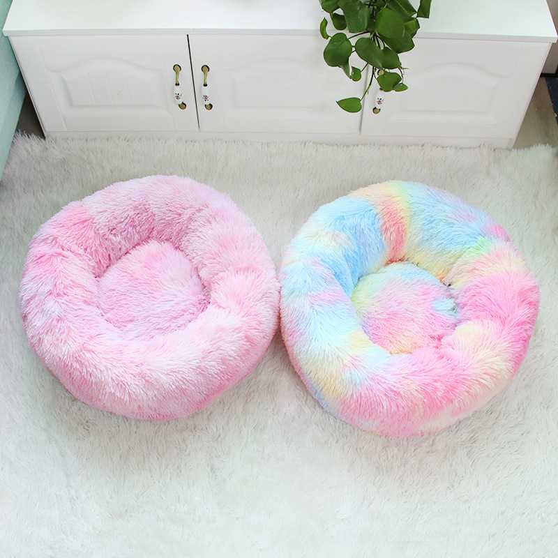 Deep Sleep Sweet Night Fluffy Donut Dog Cat Cushion Warm Plush Small Pet Bed