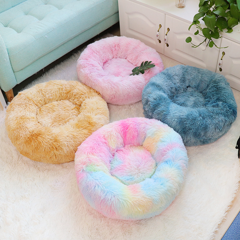 Deep Sleep Sweet Night Fluffy Donut Dog Cat Cushion Warm Plush Small Pet Bed