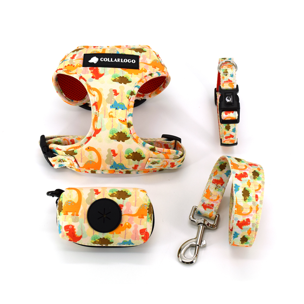 Dinosaur Print Pet Product Retractable Dog Leash Set Custom Dog Collars Leash