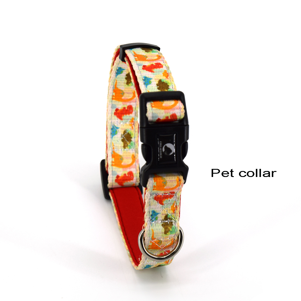 Dinosaur Print Pet Product Retractable Dog Leash Set Custom Dog Collars Leash