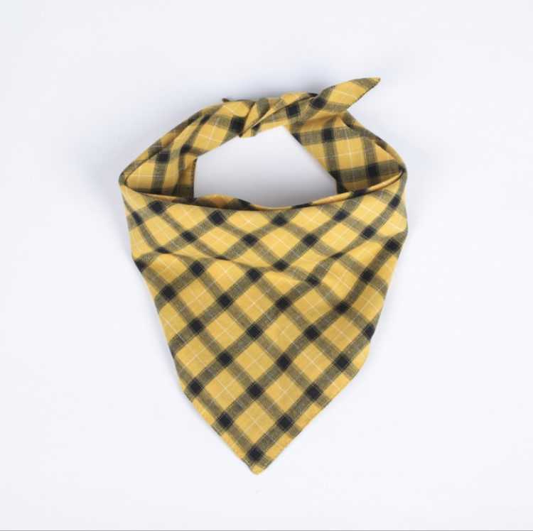 Dog Accessories Plaid Double Sides Double Layer Dog Bandana Triangle Bibs Scarf Pet Dog Scarf Bandana