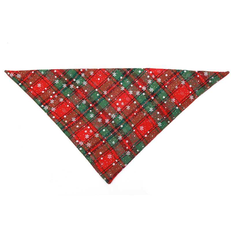 Dog Bandana Christmas Pet Triangle Scarf Plaid Snowflake Accessories Bibs Dog Cat