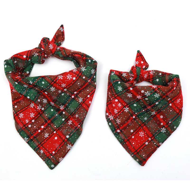 Dog Bandana Christmas Pet Triangle Scarf Plaid Snowflake Accessories Bibs Dog Cat