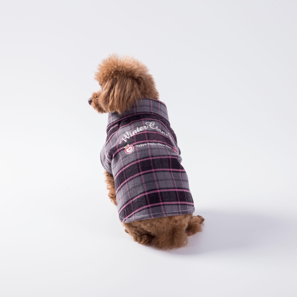 Dog Clothes Pet Apparel Check Wool Shirt Dog Dress With Embroidery AutumnWinter
