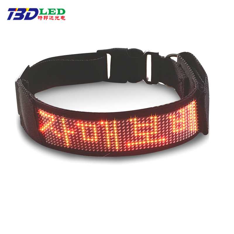 Dog Collar With Flexible LED Display Customized Pet Custom Dog Size Adjustable Collar Wireless APP Edit LED Panel