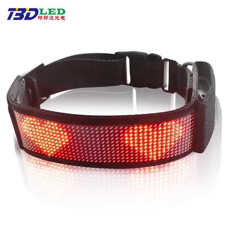 Dog Collar With Flexible LED Display Customized Pet Custom Dog Size Adjustable Collar Wireless APP Edit LED Panel