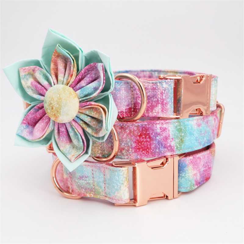 Dog Collar With Flower Personalized Engraved Dog Collar With All Metal Buckle