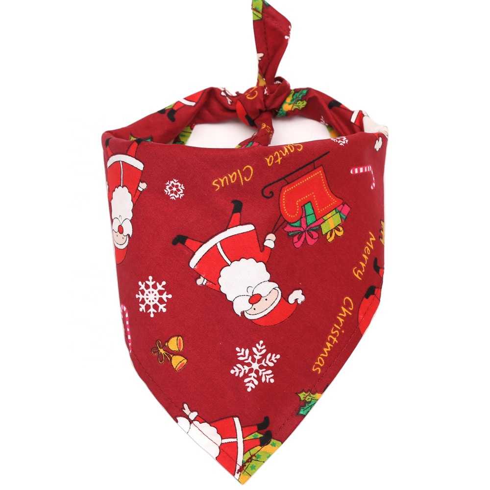 Dog Cute Christmas Printed Cotton Triangular Scarf Cat Pets Mouth Towel Dog Bandanas