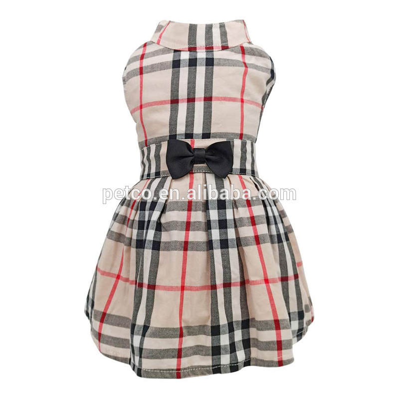 Dog Dress Pet Clothes Summer Apparel Plaid Clothes Small Dogs 2020