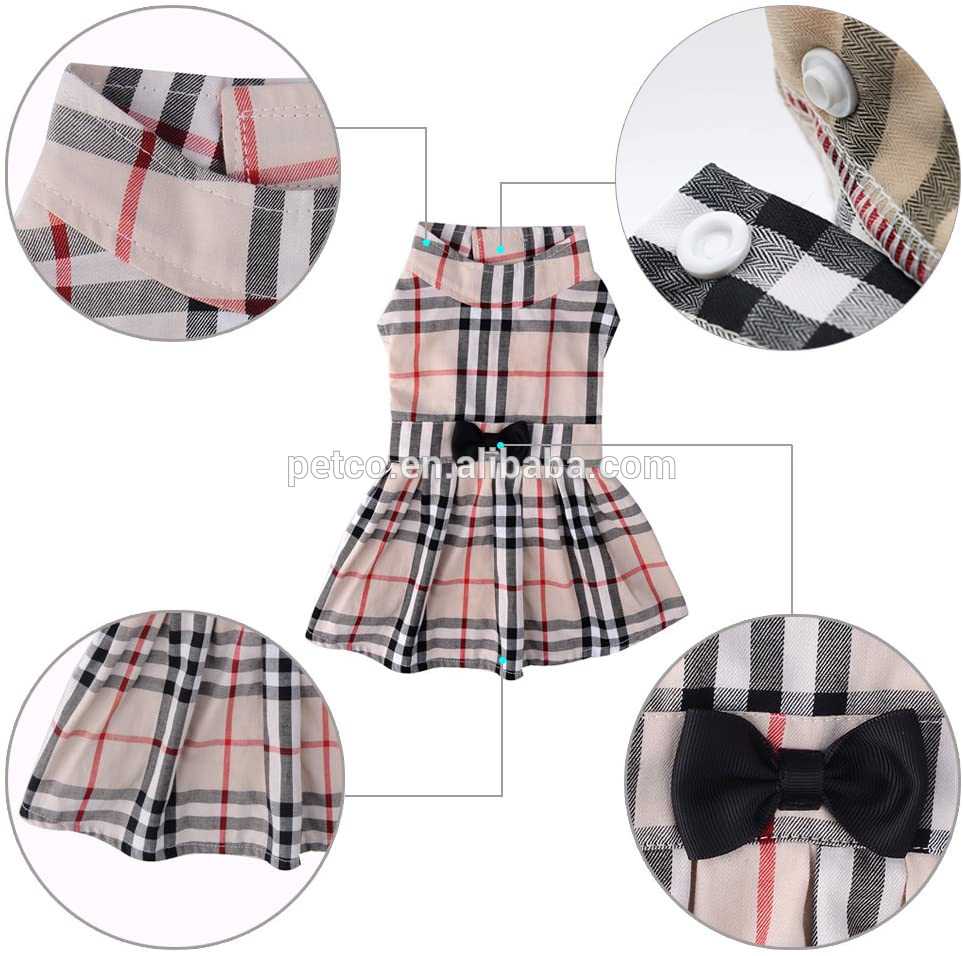 Dog Dress Pet Clothes Summer Apparel Plaid Clothes Small Dogs 2020