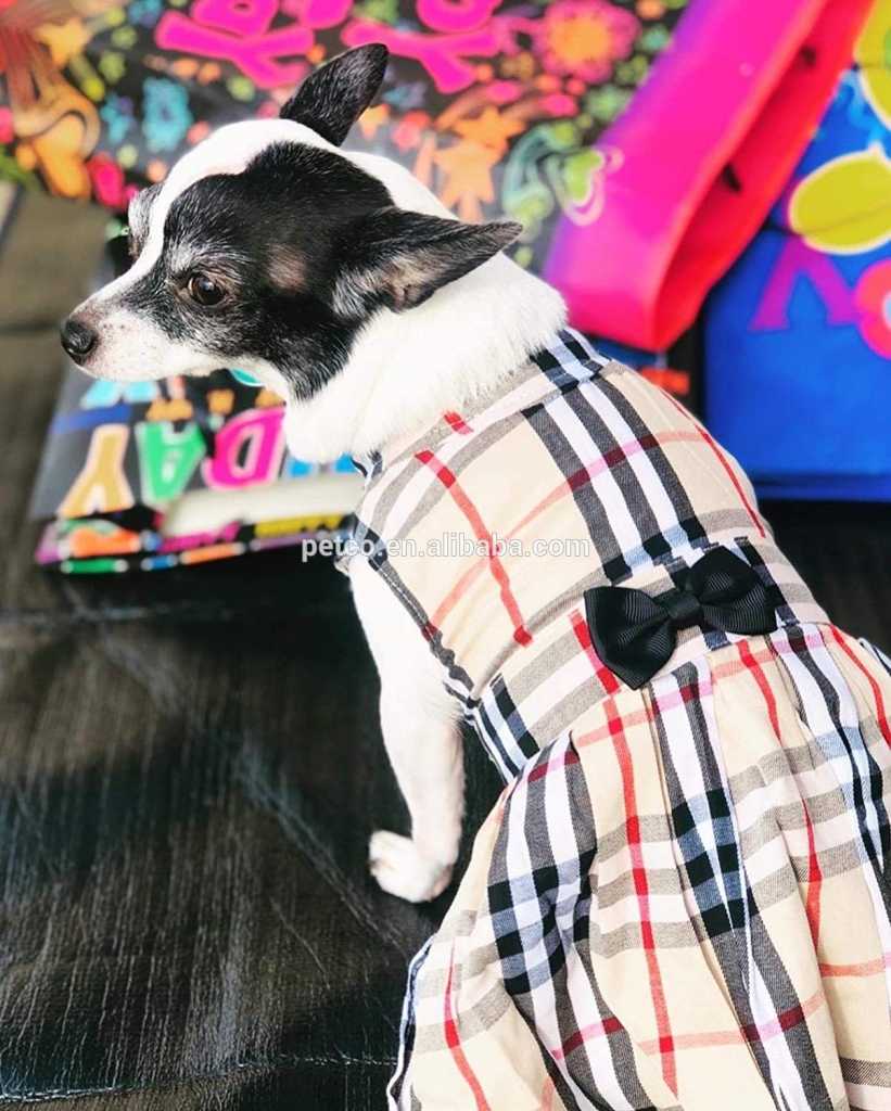 Dog Dress Pet Clothes Summer Apparel Plaid Clothes Small Dogs 2020